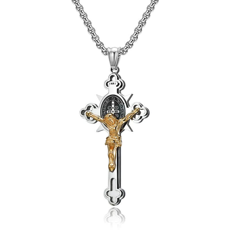 ST.Benedict Protection Cross Power Pendant Necklace 💖