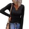 Deep U-neck Cross-neck Long-sleeved T-shirt Top