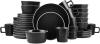 Stone Lain Coupe Dinnerware Set, Service For 4, Black Matte