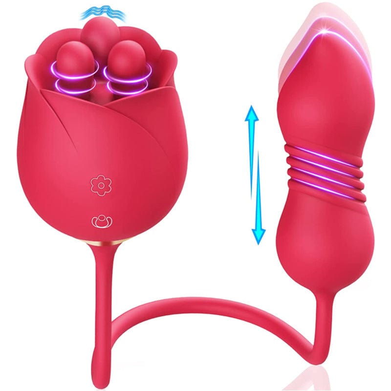 S475-7 4-in-1 Three Pistils Rose Toy With Telescopic Egg
