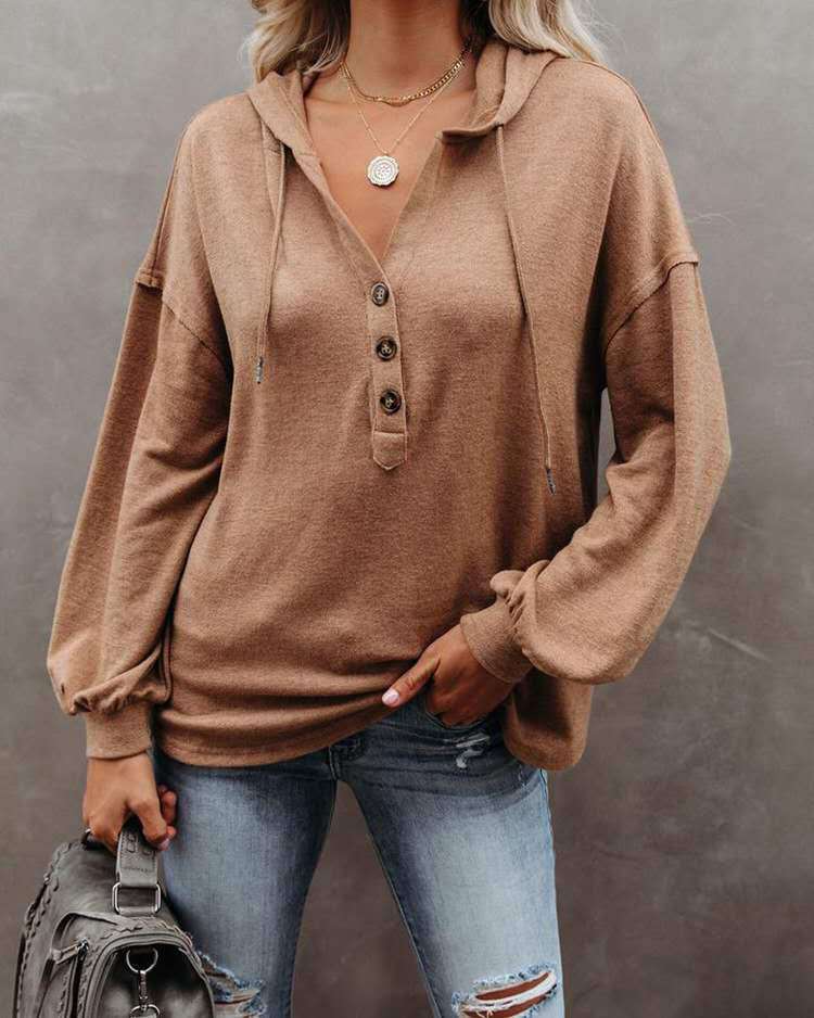 [Last Day Promotion 49% OFF] Vintage Solid Color Buttoned Sweatshirt