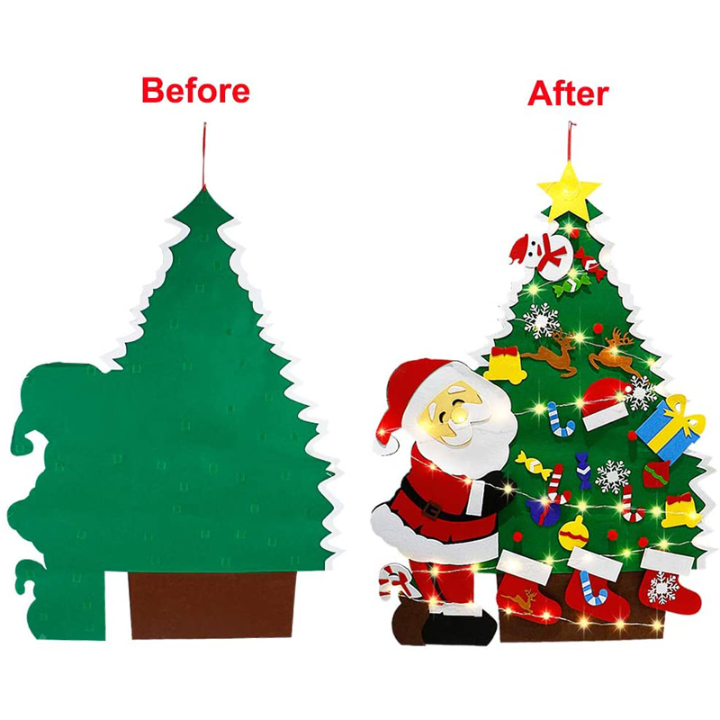 Felt Christmas Tree 4ft With LED Lights Strip 38 Pcs