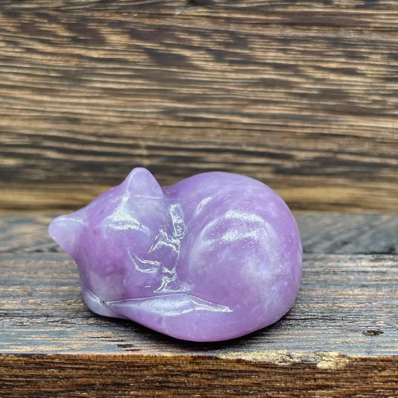 🔥Handmade Natural Quartz Crystal Sleeping Cat Figurine