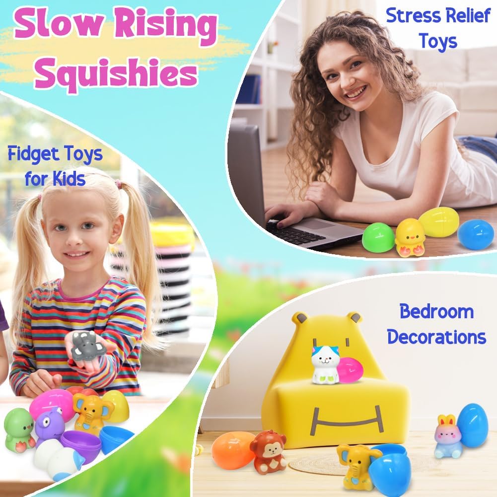 🎁🥚12/24 PCS Easter Eggs Prefilled Slow Rising Squishy Toys