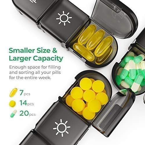 21 Grid Black Pill Box Sorting Box
