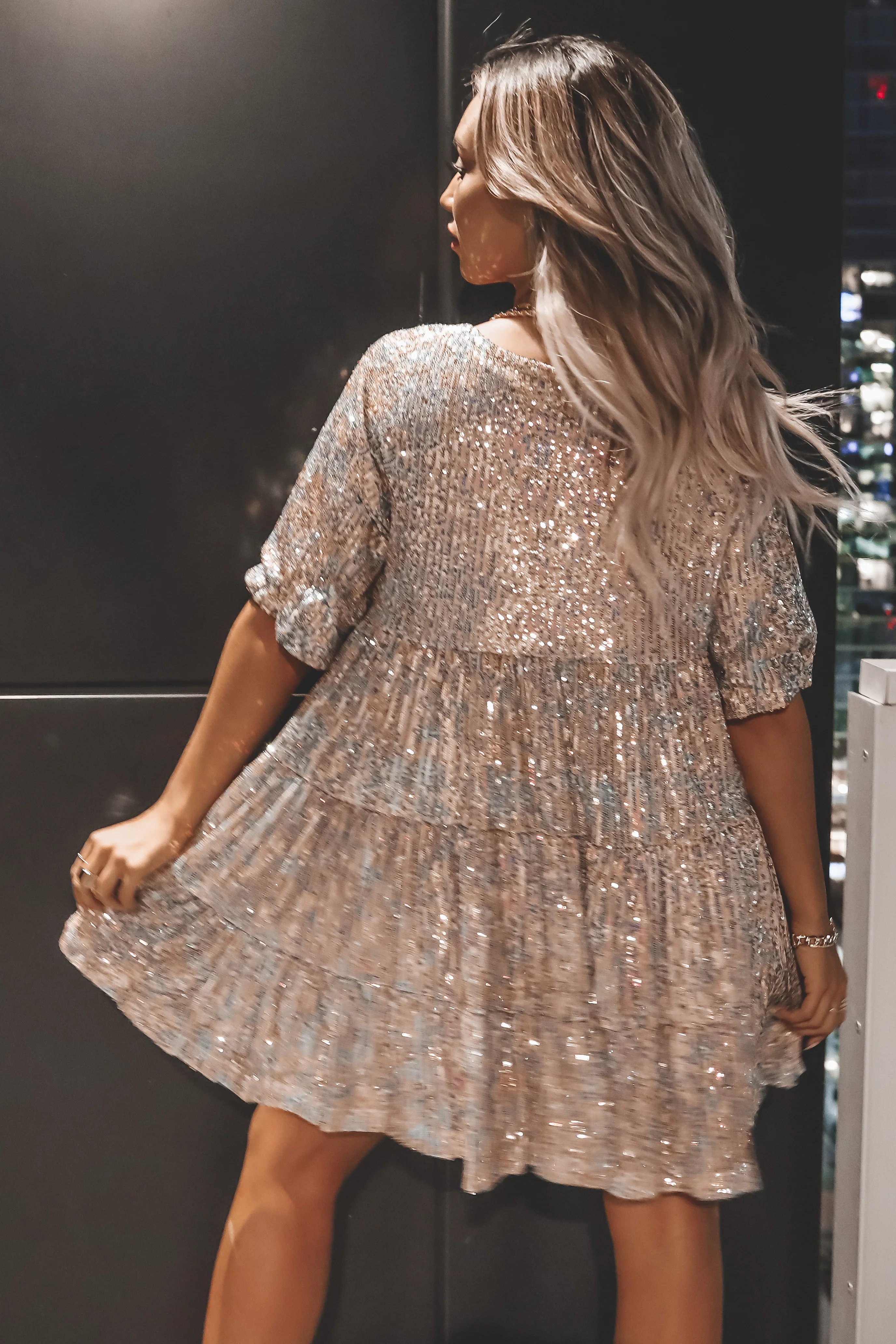 🔥Last Day Sale - 50% OFF✨Sequin Baby Doll Dress