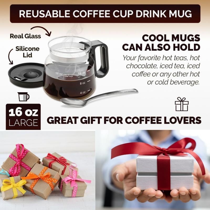💕49% OFF💖☕ 16 Oz Glass Coffee Mug – Coffee Pot Style