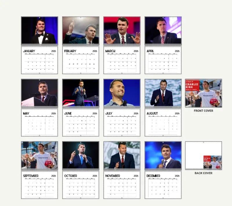 2026 Charliie Kirk Calendar & 🙏RIP Charlie Kirk🙏