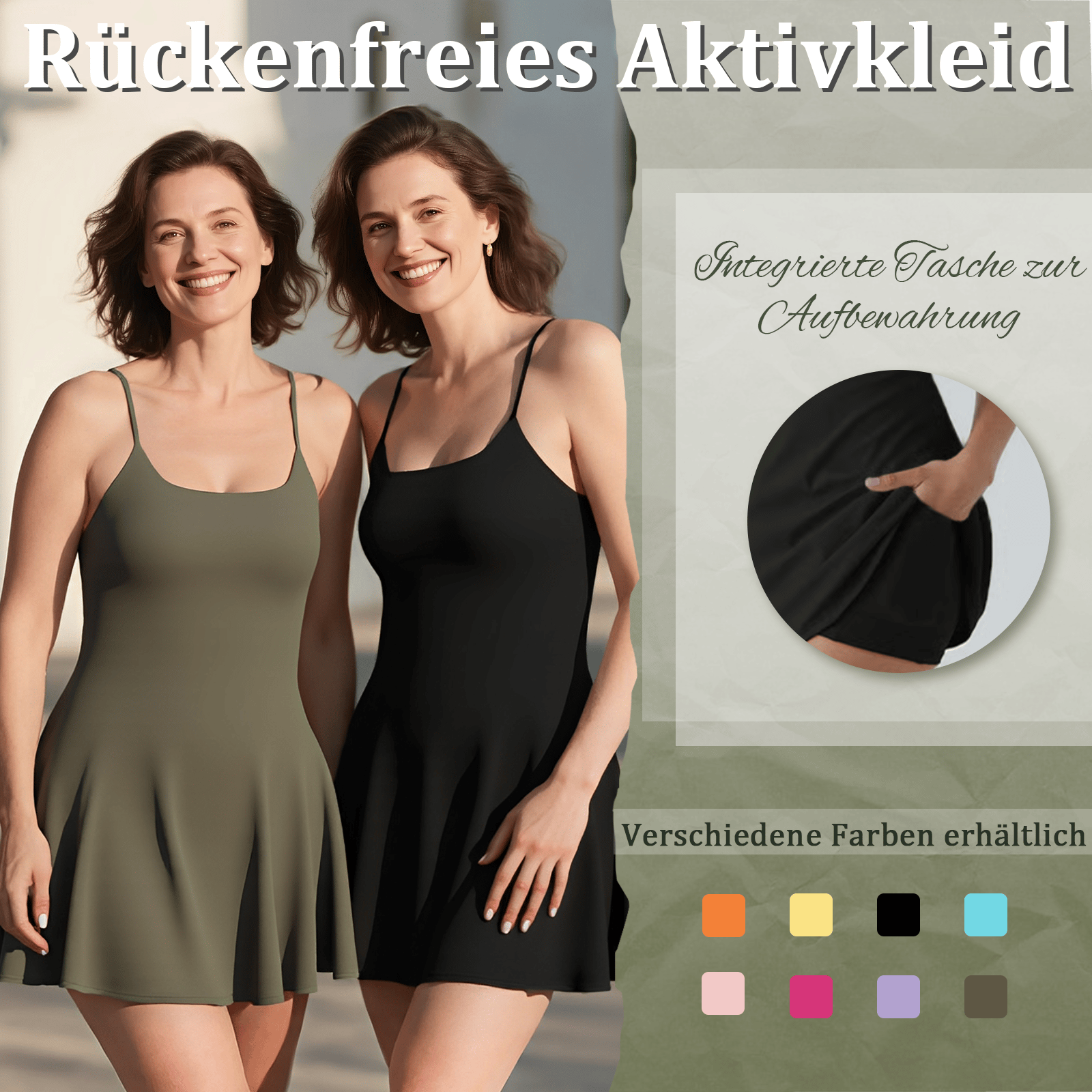 🔥Letzter Tag: 49% Rabatt✨Das ultimative rückenfreie Aktivkleid - Gemacht für Bewegung und schnelle Toilettenpausen