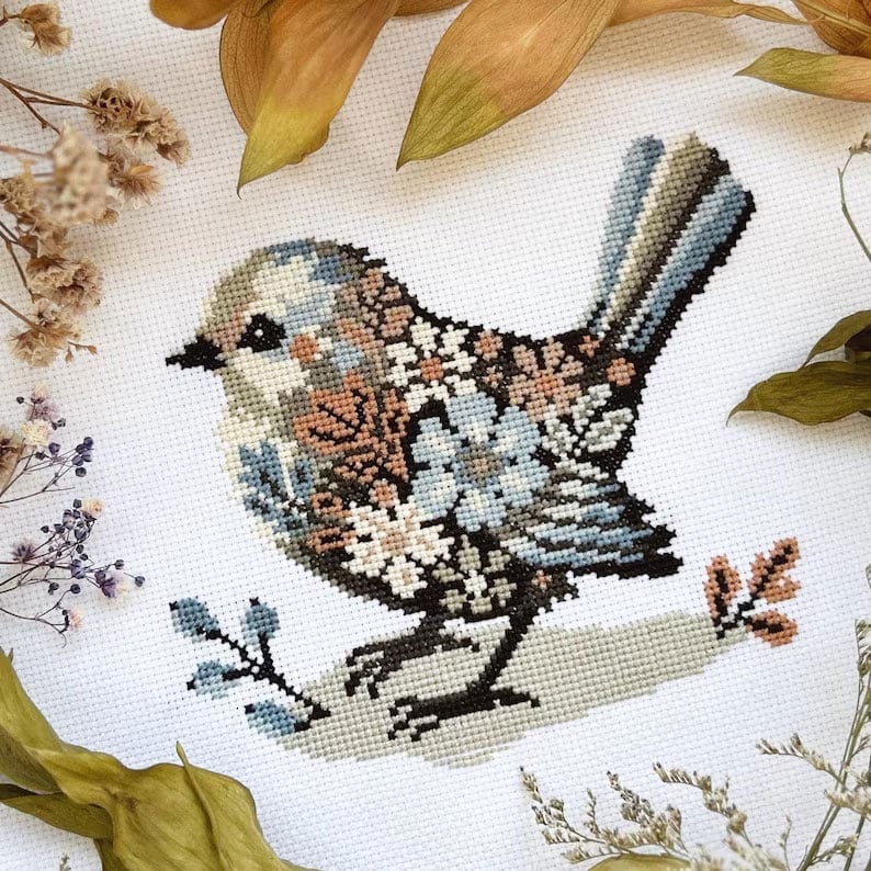 🎄Christmas Sale - 70% OFF🎁American DIY Handicrafts--Flower Winter Bird Cross Stitch Kit