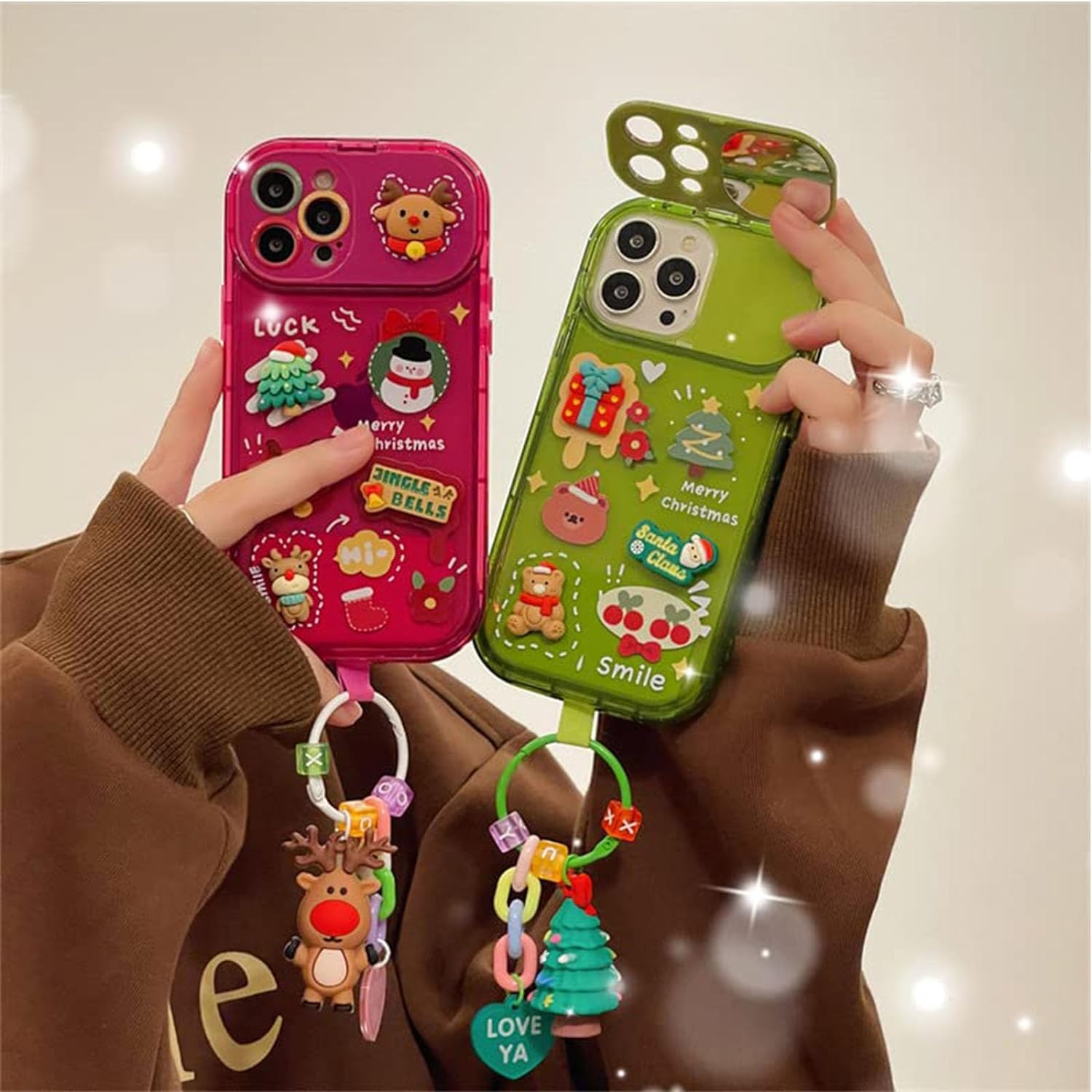 🎄Early Christmas Sale🎁-Christmas Tree Pendant Flip Mirror Case Cover For iPhone🎅