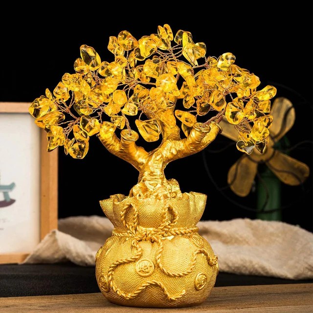 Citrine Money Tree for Prosperity - Feng Shui Gemstone Ornament