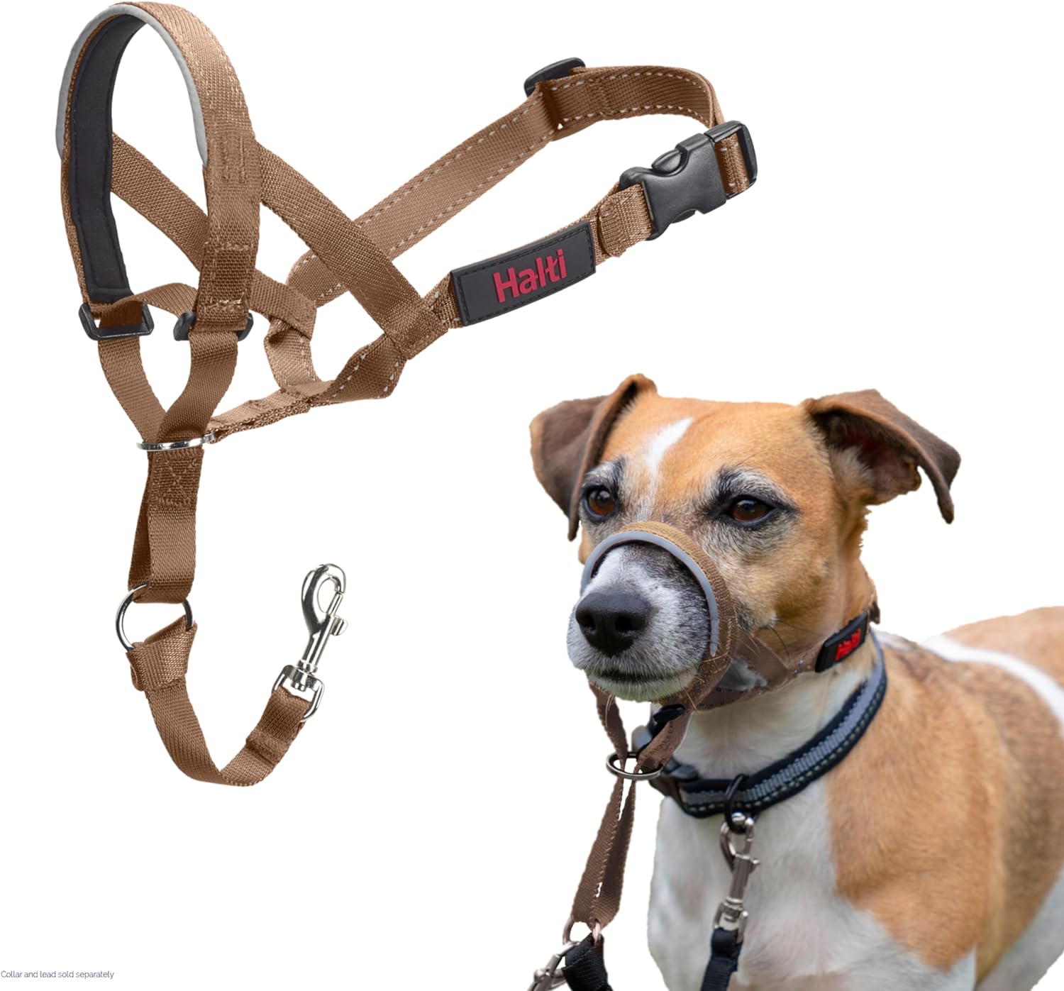 HALTI Headcollar - To Stop Your Dog Pulling on the Leash. Adjustable, Reflective and Lightweight, with Padded Nose Band. Dog Training Anti-Pull Collar for Medium Dogs (Size 3, Red)