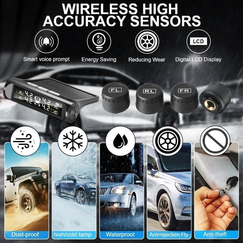 🎁TikTok Last Day Sale - 70% OFF🔥Solar Power Car Tire Pressure Monitoring Toolalves