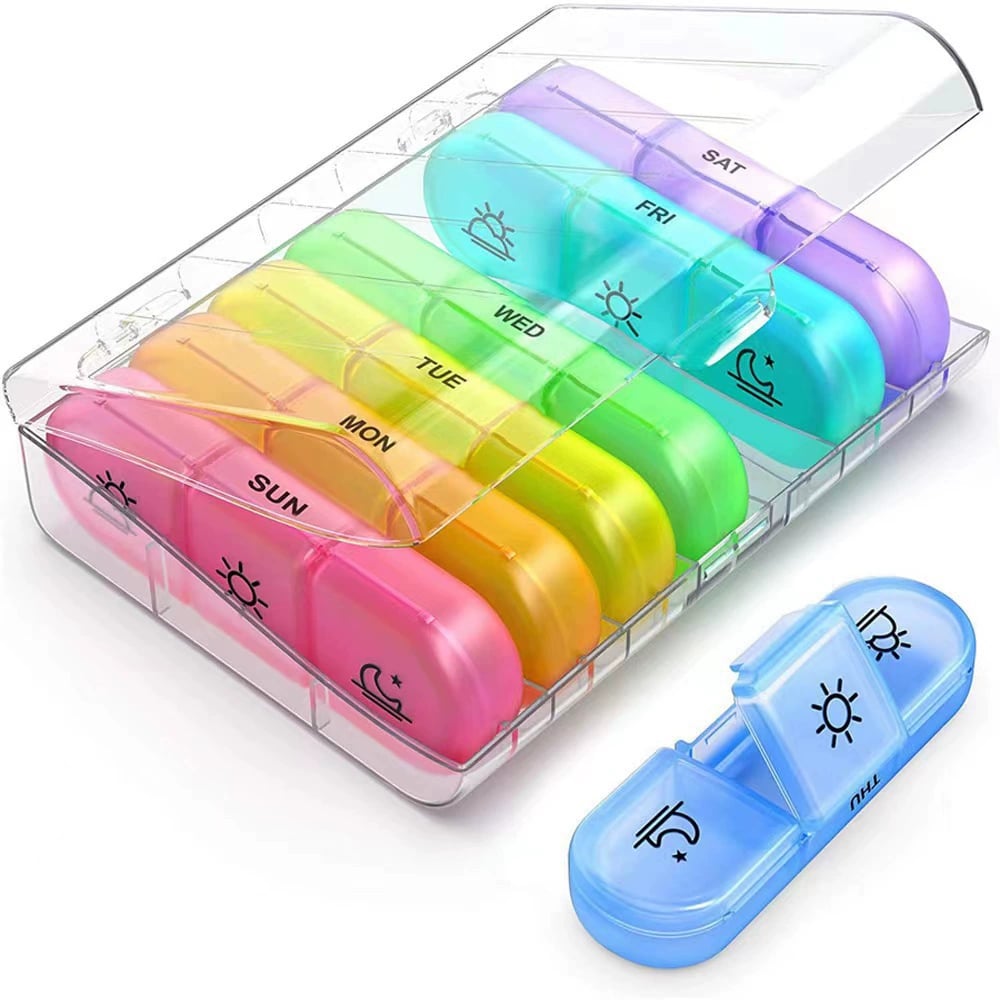 21 Grid Black Pill Box Sorting Box