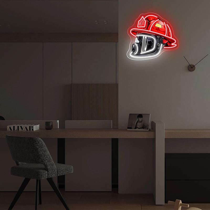 🔥Father's Day Sale🎁Firefighter Helmet Neon Sign