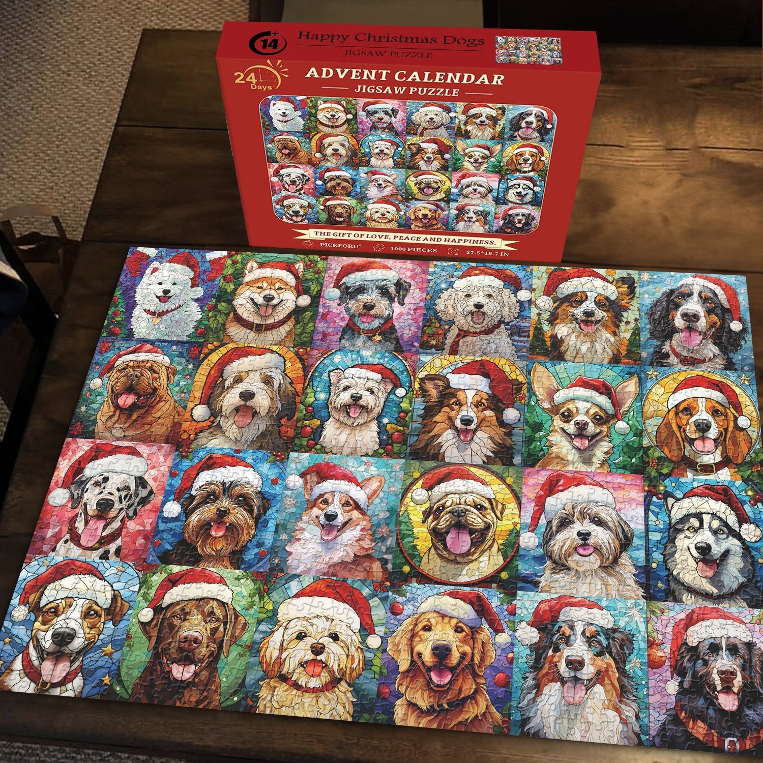 Happy Christmas Dogs Advent Calendar Jigsaw Puzzle 1000 Pieces