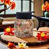 Vintage Floral Pattern Tea Thermos – Built-In Infuser