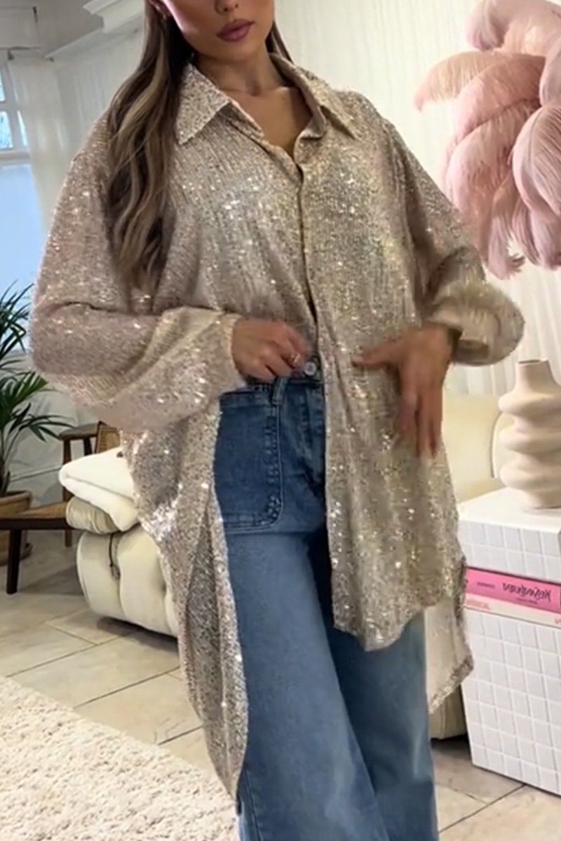 Women's Cool Sequin Button-Down Shirt
