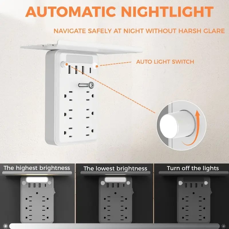 🎁TikTok Last Day Sale - 70% OFF🎉Wall Outlet Extender with Shelf Night