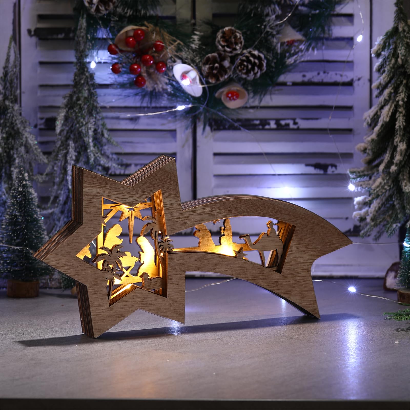 3D Christmas Nativity Scene Ornament With LED Light