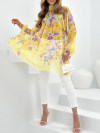 Women's Stand Collar Chiffon Printed Casual Top