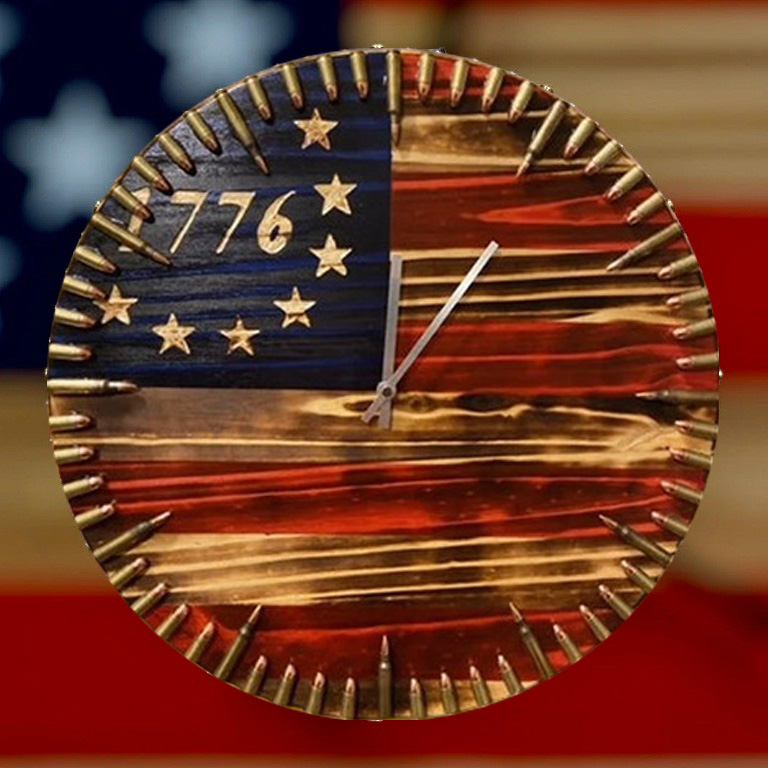🔥Last Day Promotion - 70% OFF🎁 Handmade Patriotic Flag Bullet Clock