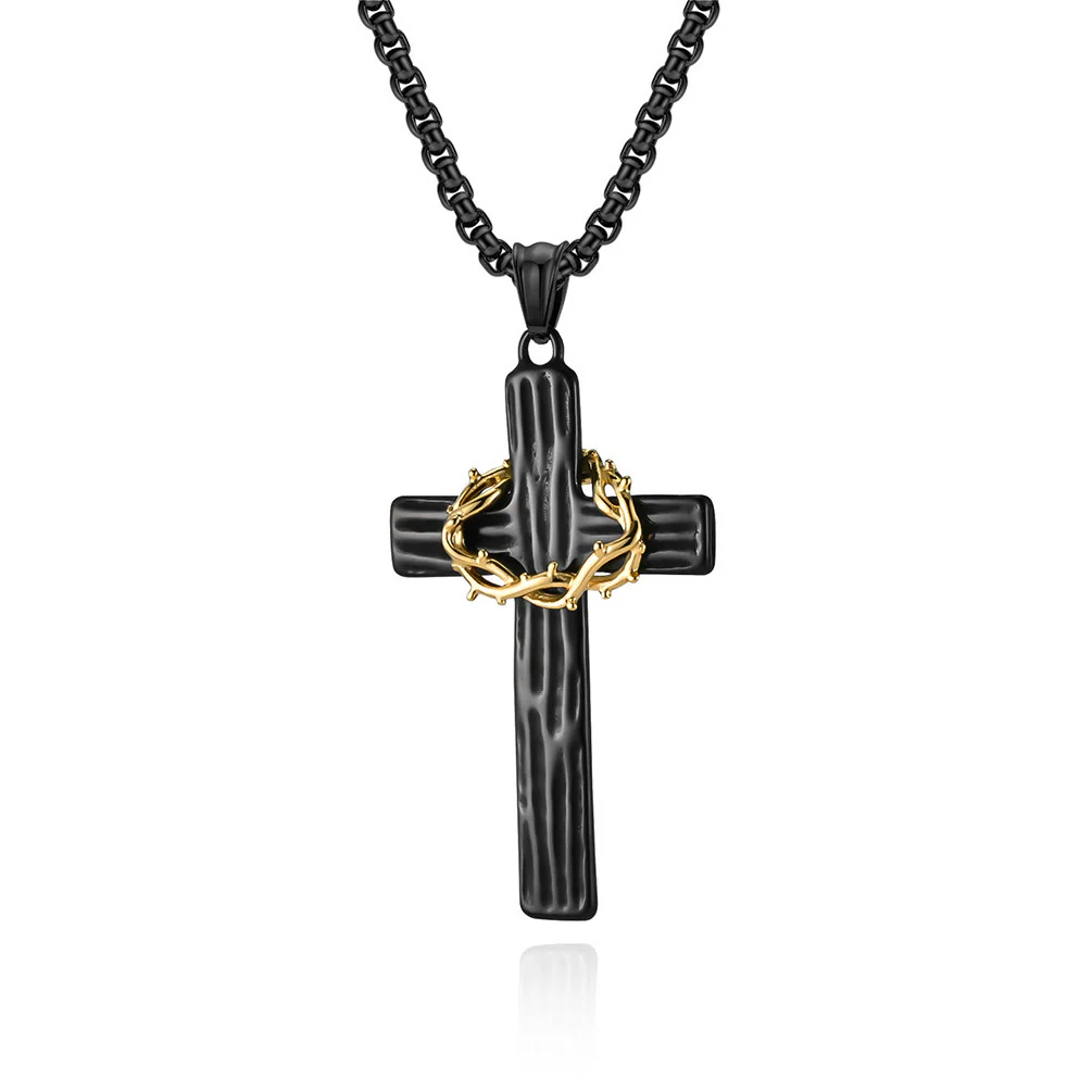 ✝️100% Handmade Crown Of Thorns Cross Necklace