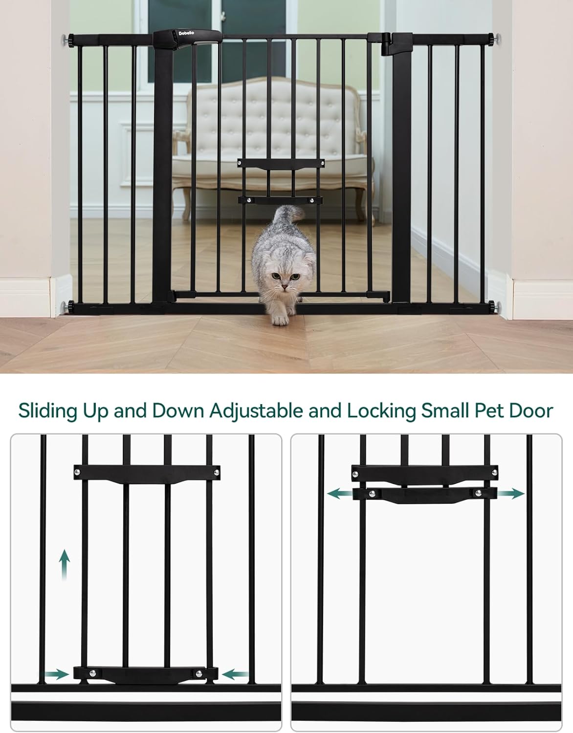 BABELIO New Version Baby Gate with Cat Door, 29.5-40