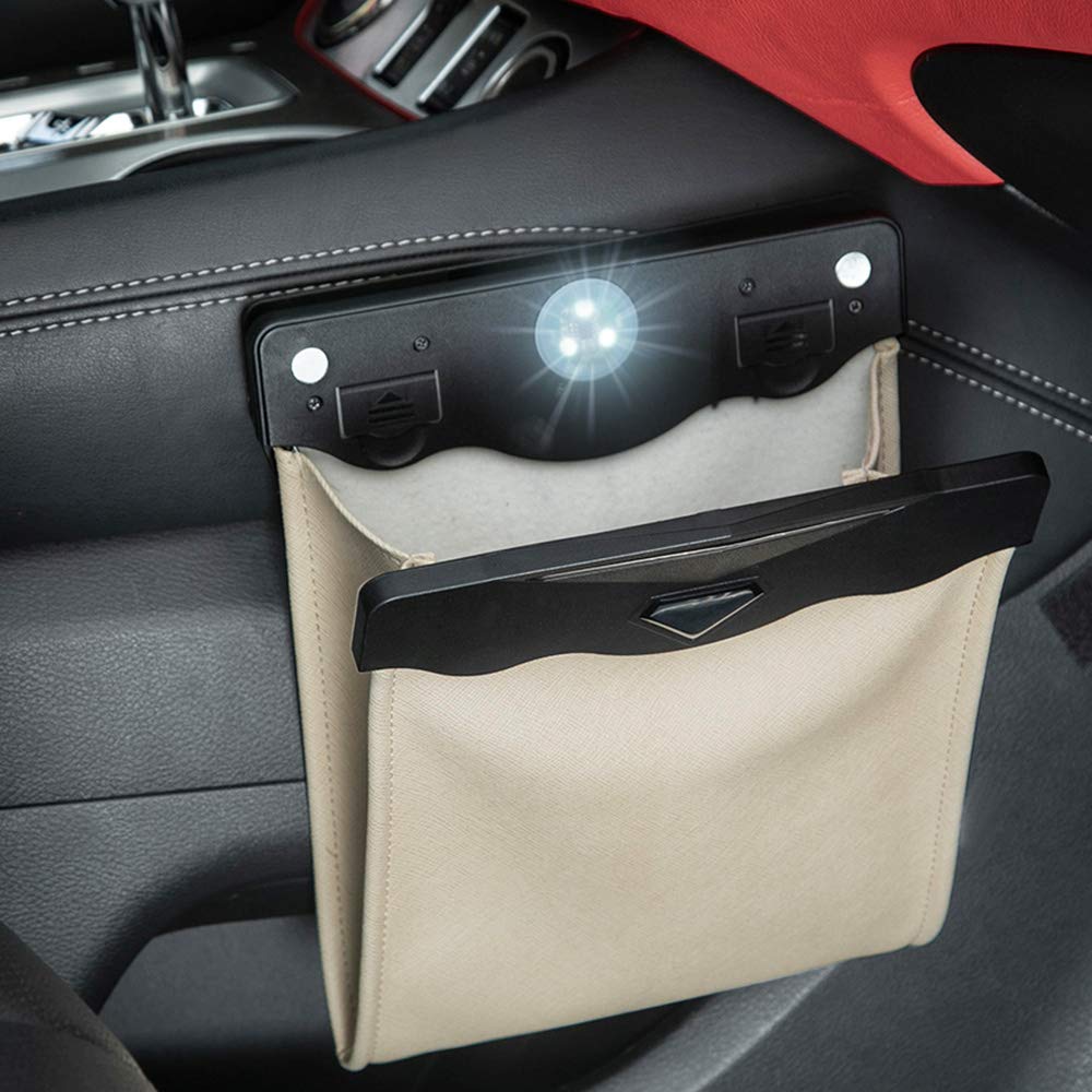 ⏰LAST DAY SALE 50% OFF💥Smart LED Waterproof Car Leather Trash Can