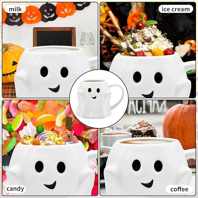 🎁TikTok Last Day Sale - 70% OFF👻Halloween Mugs Set - Black Pumpkin & White Ghost Ceramic Coffee Cups 🎃