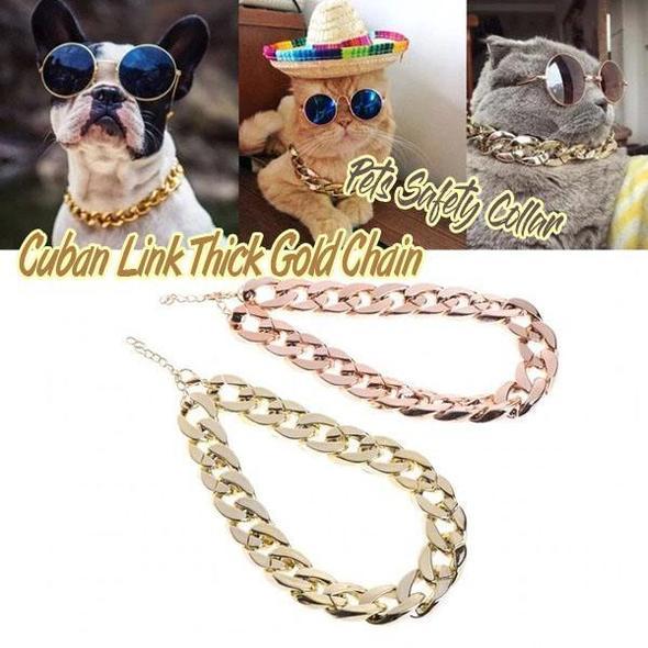 Awesome Thick Gold Chain Pets Collar-Can be joined together