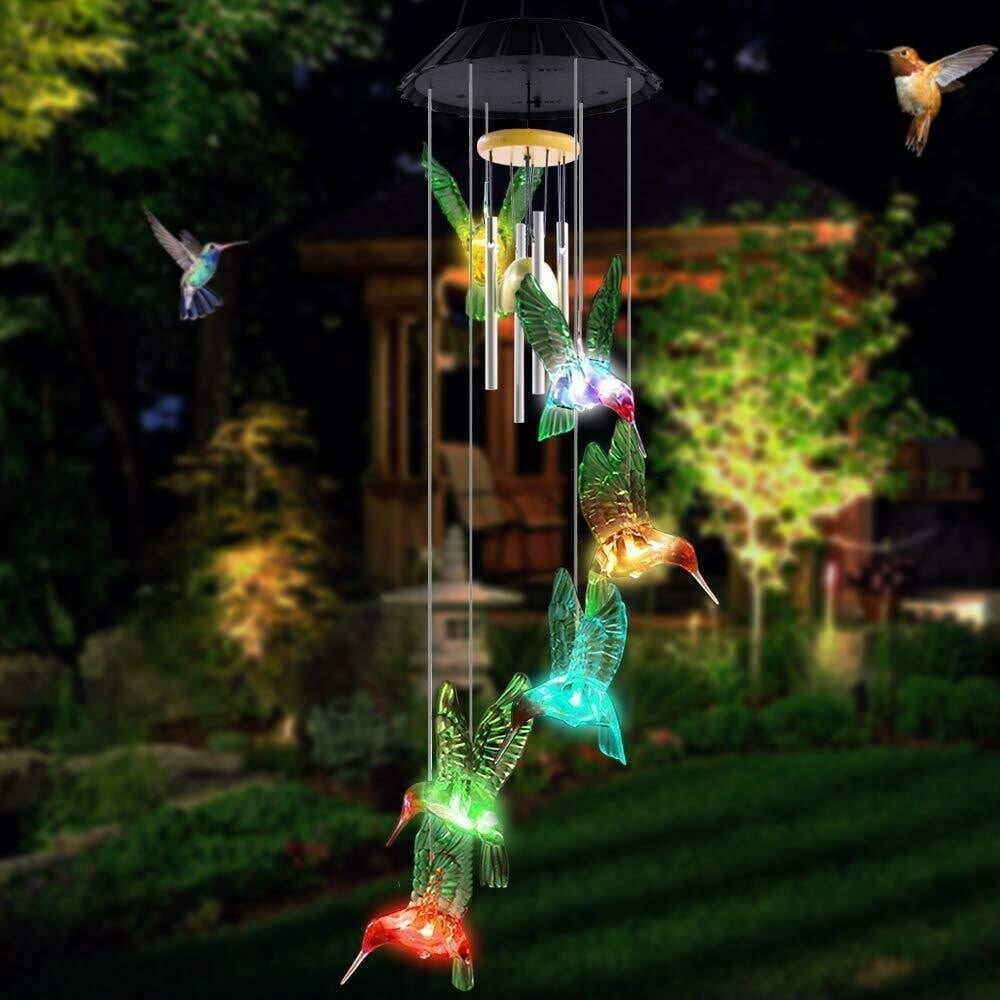 Last Day Sale-Solar LED Lights Hummingbird Wind Chimes