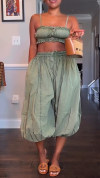 Ladies' Spaghetti Strap Strapless Top+pants Casual Play Set