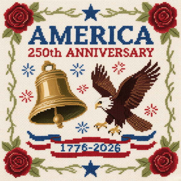 🍂TikTok Fall Sale — Last Day 70% OFF🎉250th Anniversary of America Cross Stitch Kit – Celebrate with Craft and Tradition✨