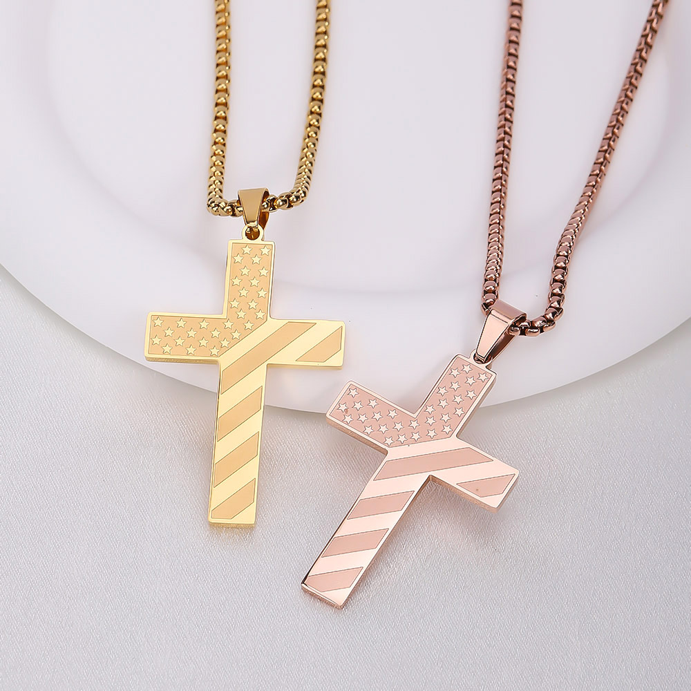 ✞ Stainless Steel Cross Pendant Memorial Jewelry - Live With Me Forever