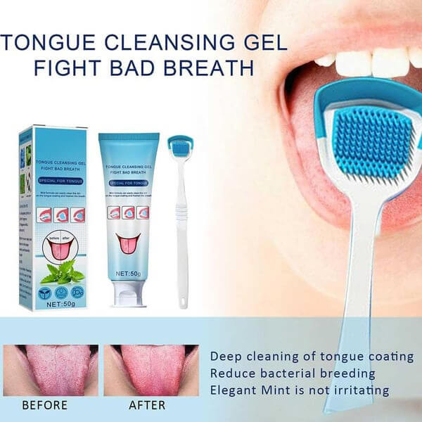 🔥Oral Hot Supplies-50% Off✨Tongue Cleaning Gel With Cleaner Brush✨(Buy 2 Get 1 Free)