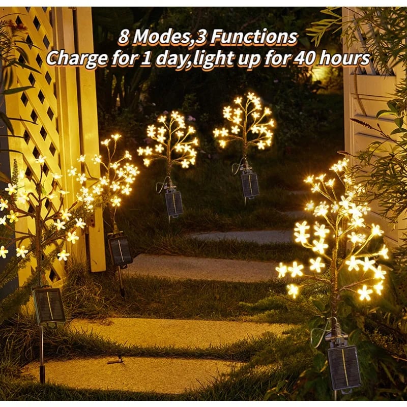 💥LAST DAY SALE 50% OFF💥Waterproof Cherry Blossom Multicolor Solar Garden Lights