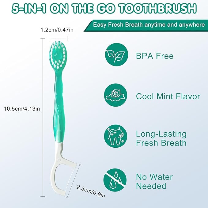 Last Day Promotion 70% OFF - 🔥5 in 1 Mini Toothbrush & Floss & Tongue Scraper & Toothpick Set