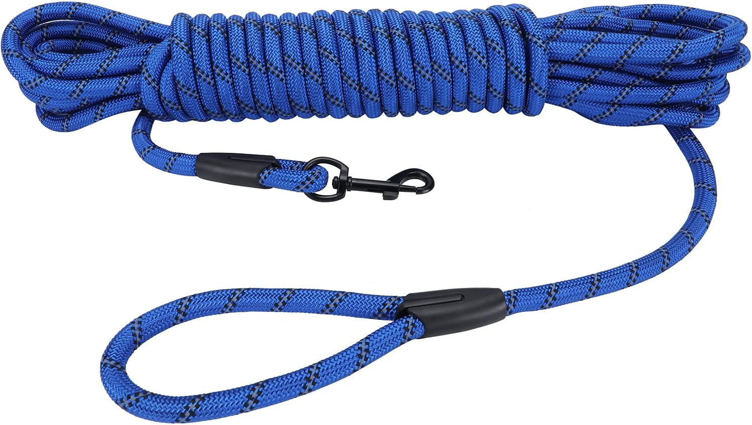 Hi Kiss Dog/Puppy Obedience Recall Training Agility Lead - 15ft 20ft 30ft 50ft 100ft Training Leash - Great for Play, Camping, or Backyard - Black 30ft