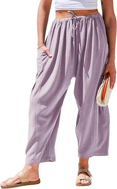 🎁 Letzter Tag Aktion 50% RABATT– Damen Leinenhose mit weitem Bein und Taschen