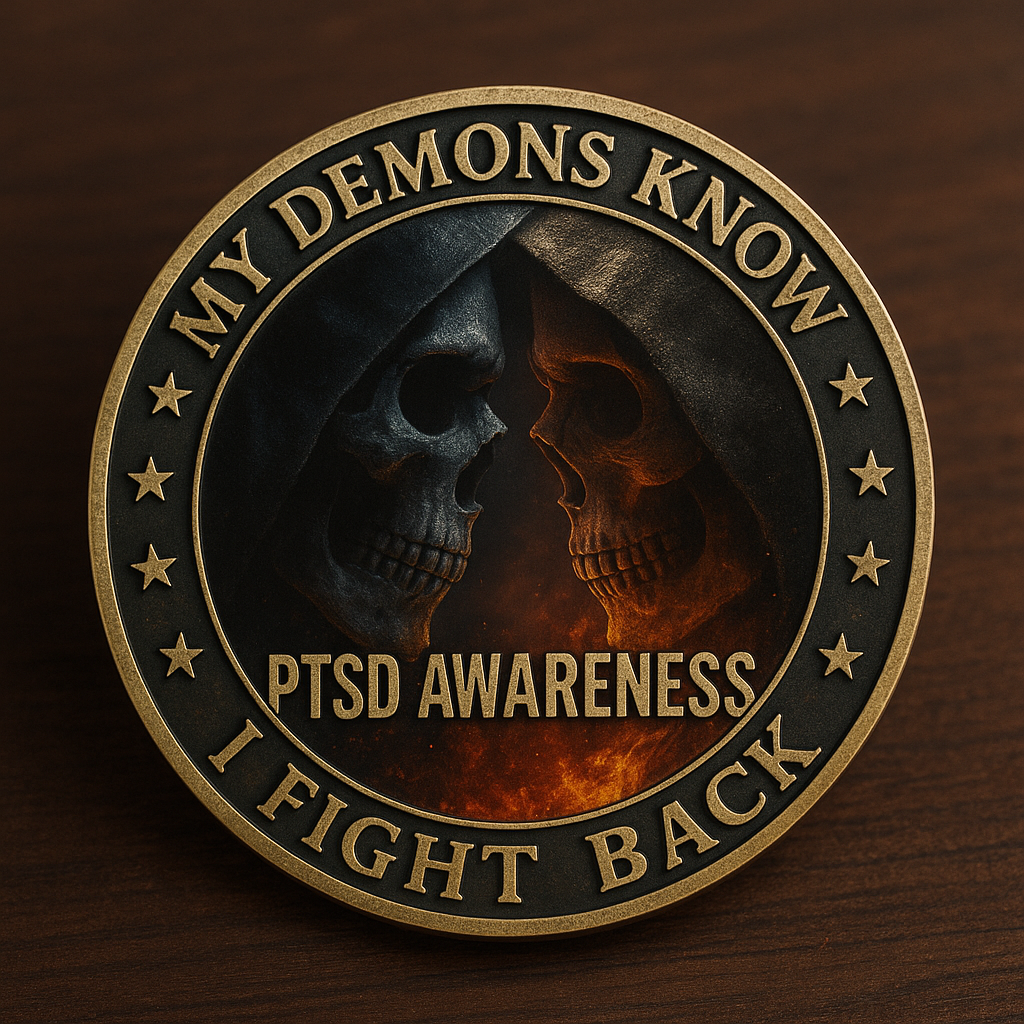🎖️PTSD Awareness Veterans Challenge Coin