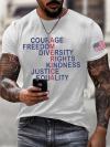 Men's Retro America Courage Freedom Diversity Rights Kindness Justice Equality Print T-Shirt