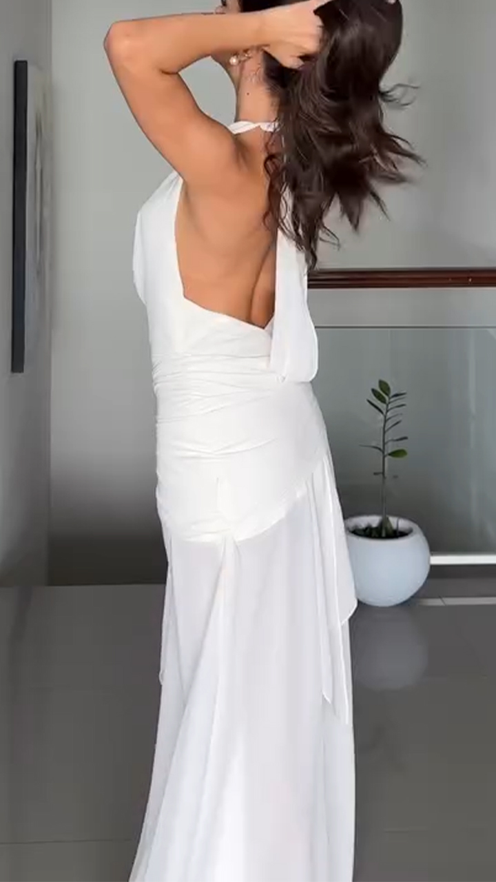 Ladies' Neck Hanging Hollow Elegant Evening Dress