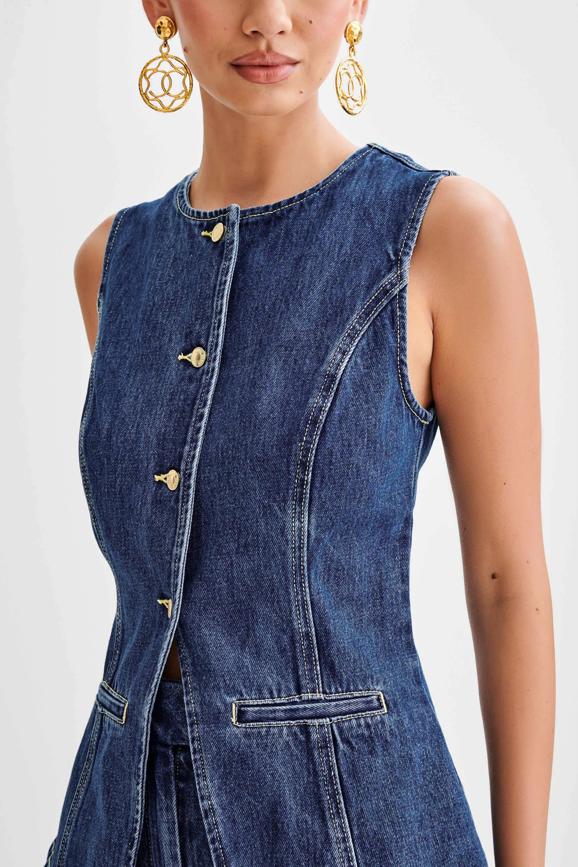 🔥Last Day Promotion 50% OFF🔥Sleeveless High Waist Denim Suit