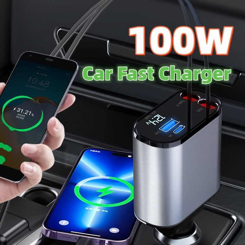 💥LAST DAY SALE 50% OFF💥Metal Car Charger 100W USB & Type-C