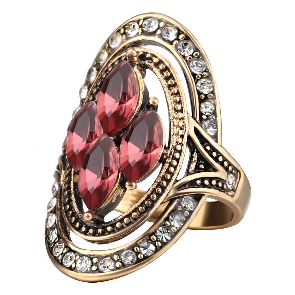 🔥Last Day 75% OFF🎁 Turkish Style Oval Crysral Red Gemstone Vintage Ring