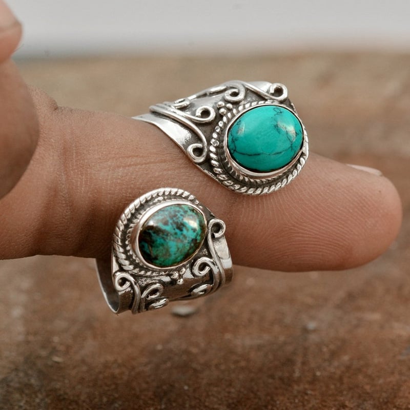 🔥Last Day 75% OFF🎁Double Turquoise Surround Ring