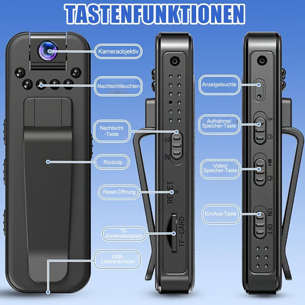 🔥Letzter Tag Verkauf 49% Rabatt 🔥HD 1080P wiederaufladbare Mini-Körperkamera mit Nachtsicht und drehbarem Objektiv📷️