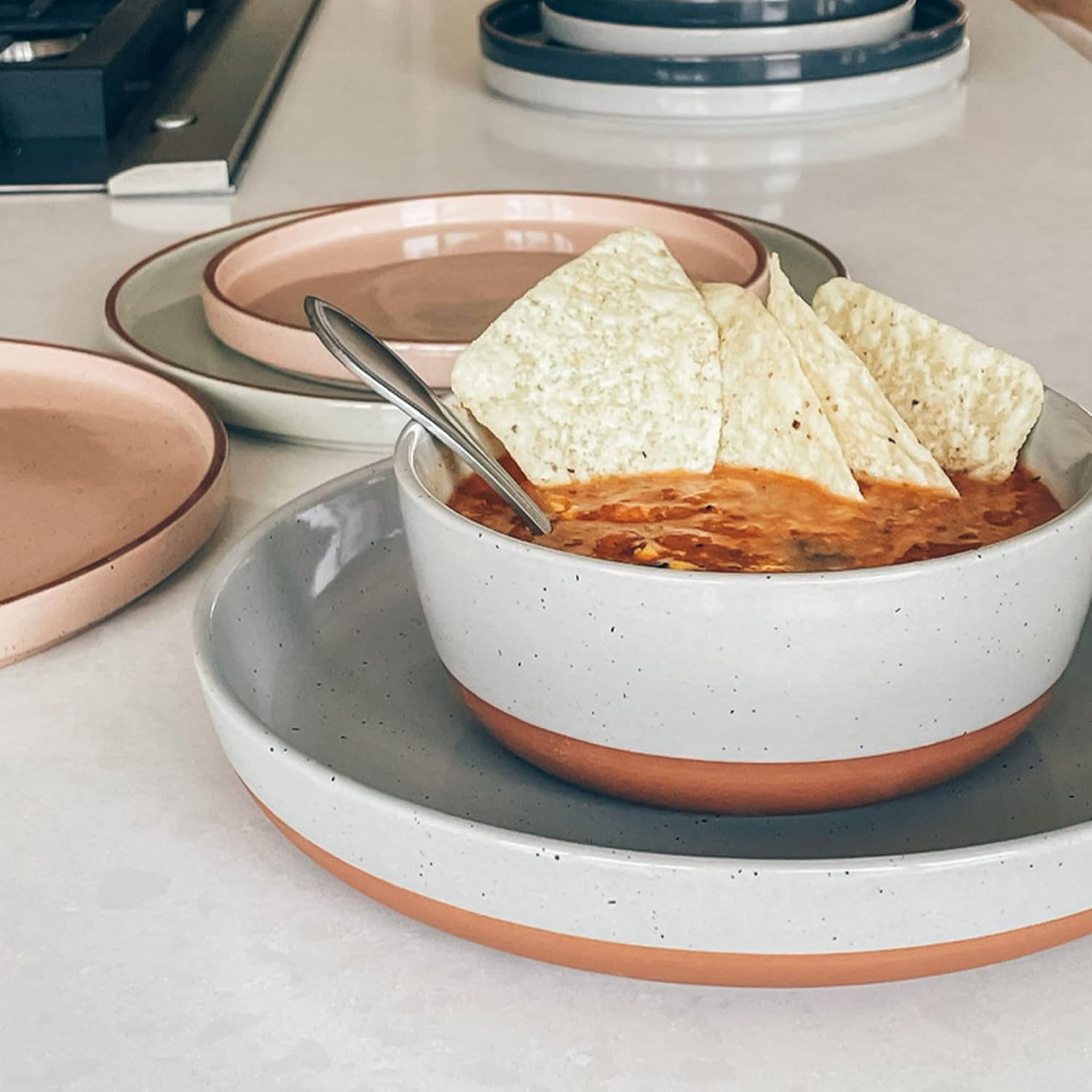 Set of 4 Porcelain Bowls, 25oz - Microwave, Dishwasher & Oven Safe for Soup, Cereal, etc.